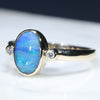 Natural Australian Boulder Opal and Diamond Gold Ring  - Size 6.5 Code - RL67