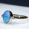 Natural Australian Boulder Opal and Diamond Gold Ring  - Size 6.5 Code - RL67