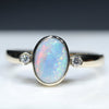 Stunning Natural Boulder Opal 10k Gold and Diamond Ring