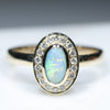 Australian White Boulder Opal and Diamond  Gold Ring Size 6.25 Code -RL64