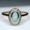 Australian White Boulder Opal and Diamond  Gold Ring Size 6.25 Code -RL64