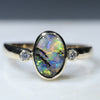 natural Australian Boulder Opal Gold and Diamond Ring