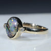 Natural Australian Boulder Opal and Diamond Gold Ring - Size 6 US Code RL66