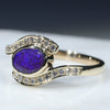 Natural Australian Boulder Opal and Diamond  Gold Ring Size 8 Code RL52