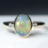 Natural Australian Boulder Opal and Diamond Gold Ring  - Size 6.75 Code - RL70