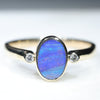 Natural Australian Boulder Opal and Diamond Gold Ring  - Size 7.75 Code - RL69