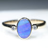 Natural Australian Boulder Opal and Diamond Gold Ring  - Size 7.75 Code - RL69