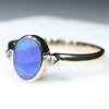 Natural Australian Boulder Opal and Diamond Gold Ring  - Size 7.75 Code - RL69