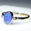 Natural Australian Boulder Opal and Diamond Gold Ring  - Size 7.75 Code - RL69