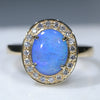 18k Gold Natural Australian Opal Ring with Natural Diamonds
