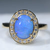 Natural Australian Boulder Opal Ring with Diamonds