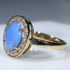 18k Gold - Solid Boulder Opal - Natural Diamonds