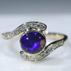 10k Gold Natural Australian Black Opal and Diamond Ring