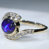 10k Gold- Solid Black Opal- Natural Diamonds