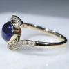 Natural Australian Black Opal and Diamond Gold Ring Size 7.5 Code - RJ23