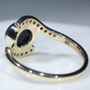 Natural Australian Black Opal and Diamond Gold Ring Size 7.5 Code - RJ23