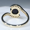 Natural Australian Black Opal and Diamond Gold Ring Size 7.5 Code - RJ23