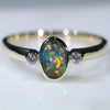 10k Gold Natural Australian Opal Ring with Diamonds