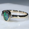 10k Gold- Solid Boulder Opal- Natural Diamonds