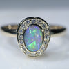 10k Gold Natural Crystal Opal Ring with Diamonds