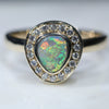 Australian Natural Solid Opal and Diamond Ring