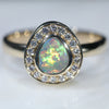 10k Gold Natural Australian Lightning Ridge Opal with Diamonds