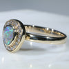 10k Gold- Solid Opal- Natural Diamonds