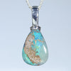 Australian Boulder Opal Silver Pendant with Silver Chain (12mm x 9mm) Code-SD219