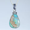 Australian Boulder Opal Silver Pendant with Silver Chain (12mm x 9mm) Code-SD219