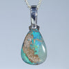 Australian Boulder Opal Silver Pendant with Silver Chain (12mm x 9mm) Code-SD219