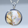 Stunning Natural Australian Boulder Opal Round Silver Pendant