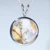 Natural Australian Boulder Opal Silver Pendant with Silver Chain (14mm x 14mm) Code -SD327