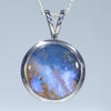 Natural Australian Boulder Opal Silver Round Pendant