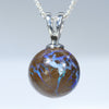 Natural Australian Boulder Opal Matrix Silver Ball Pendant
