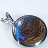 Australian Boulder Opal Matrix Silver Pendant with Silver Chain (15mm x 15mm)  Code -SD326