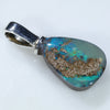 Australian Boulder Opal Silver Pendant with Silver Chain (12mm x 9mm) Code-SD219