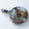 Australian Boulder Opal Silver Pendant with Silver Chain (15mm x 16mm) Code-SD197