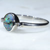 Australian Solid Boulder Opal and Diamond Silver Ring - Size 6.75 Code - RS131