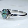 Australian Solid Boulder Opal and Diamond Silver Ring - Size 6.75 Code - RS131