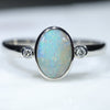 Natural Australian Boulder Opal Silver ring with Diamonds