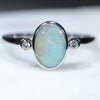 Australian Solid Boulder Opal and Diamond Silver Ring - Size 9 Code - RS120