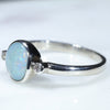Australian Solid Boulder Opal and Diamond Silver Ring - Size 6 Code - LJ000
