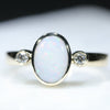 Natural Australian White Opal Gold and Diamond Ring