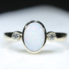 Natural White Opal Gold Ring
