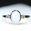 Natural Australian White Opal and Diamond Gold Ring - Size 6  Code WOR02