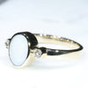 Natural Australian White Opal and Diamond Gold Ring - Size 6  Code WOR02
