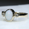 Natural Australian White Opal and Diamond Gold Ring  - Size 5.5 - 7mm x 5mm  Code WOR03