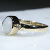 Natural Australian White Opal and Diamond Gold Ring  - Size 5.5 - 7mm x 5mm  Code WOR03