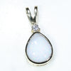 Coober Pedy White Opal and Diamond Gold Pendant (8mm x 7mm ) Code - WOP01