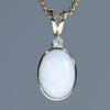 Natural Australian Coober Pedy White Opal Gold and Diamond Pendant